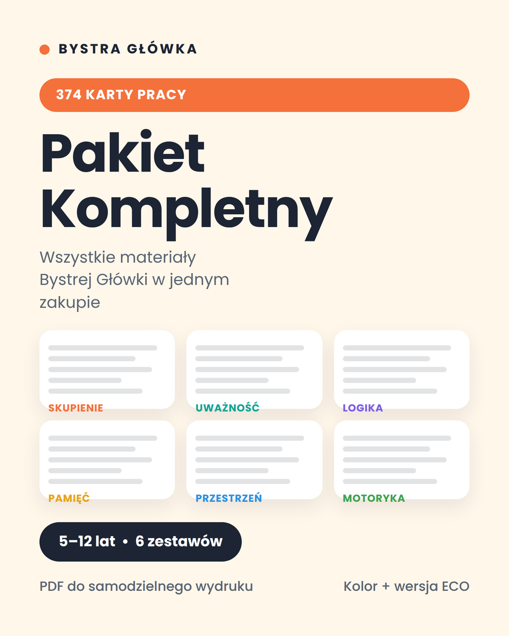 Okładka Pakiet Kompletny — 374 karty pracy Bystra Główka