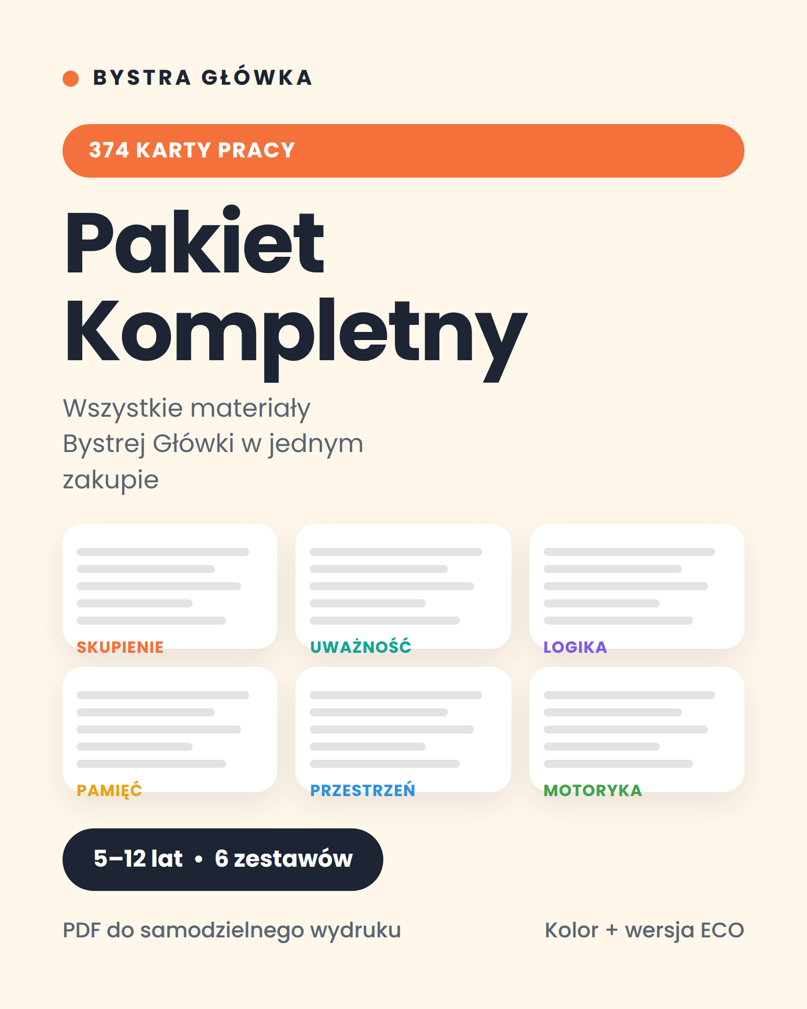 Okładka Pakiet Kompletny — 374 karty pracy Bystra Główka