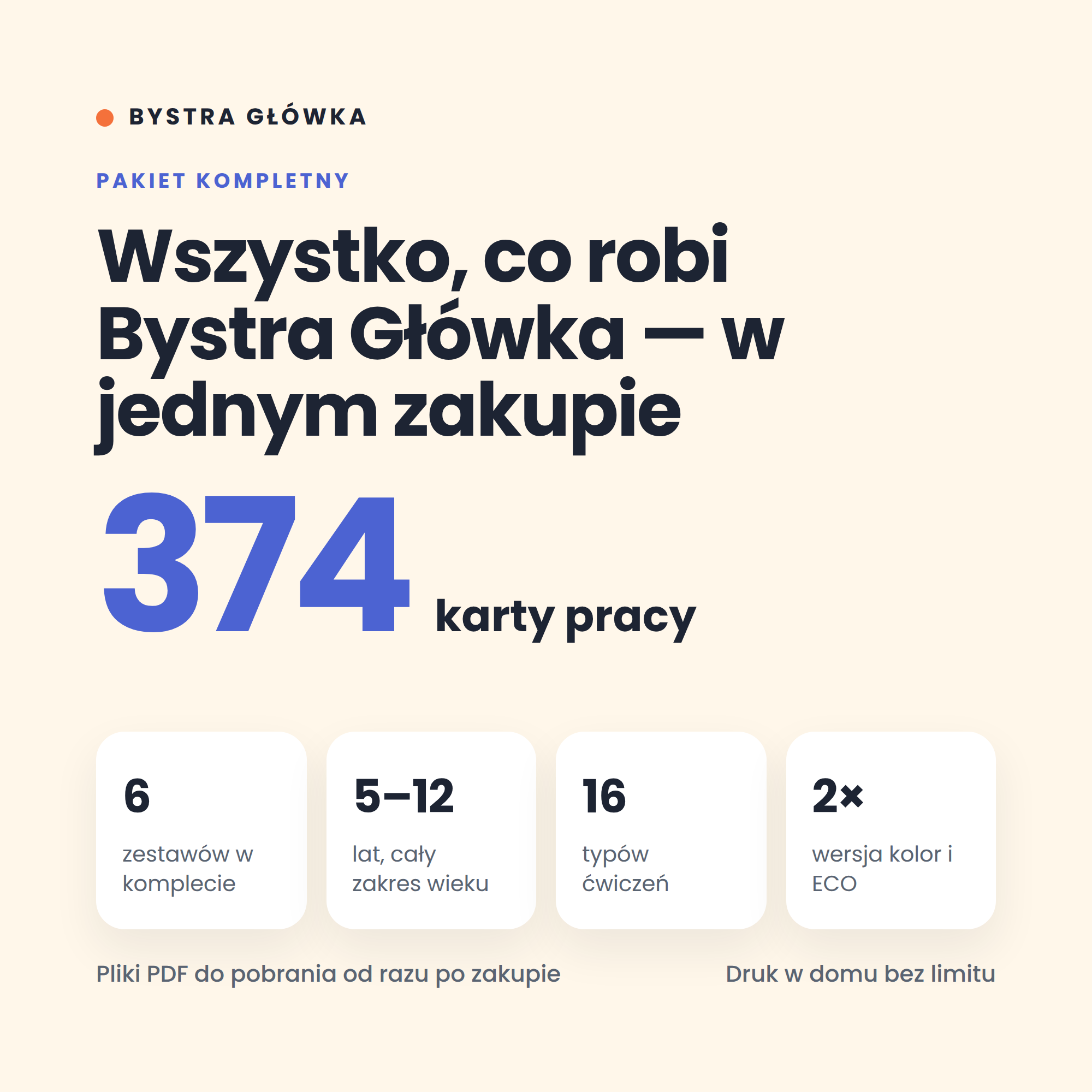 Pakiet Kompletny — 374 karty pracy dla dzieci 5–12 lat