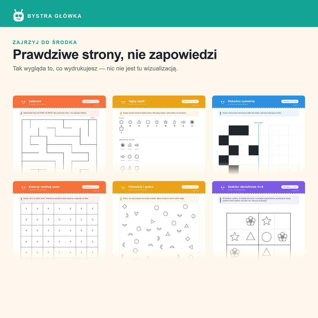 Podgląd realnych stron kart pracy Bystra Główka