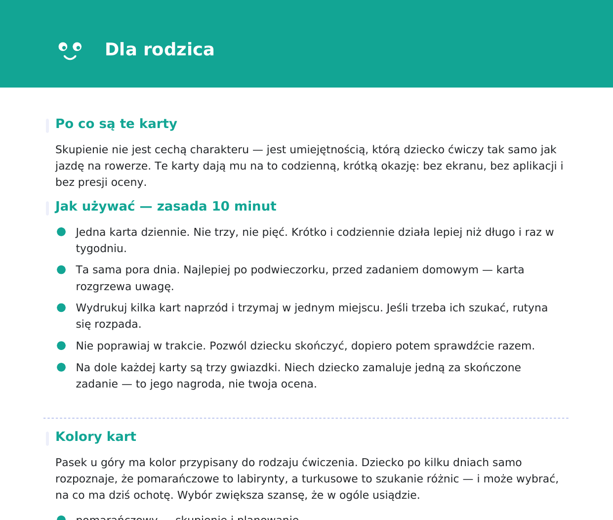 Instrukcja dla rodzica w komplecie