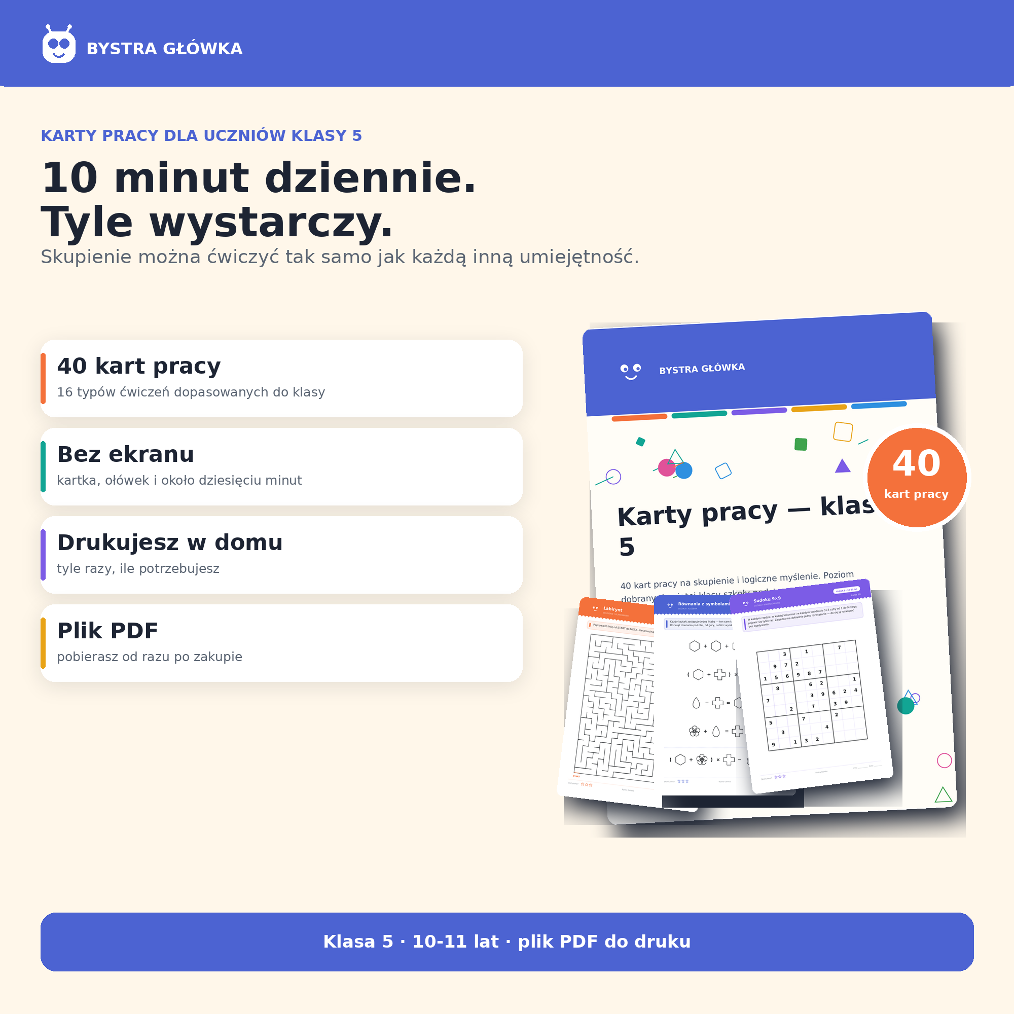 Karty pracy — Klasa 5 — Bystra Główka