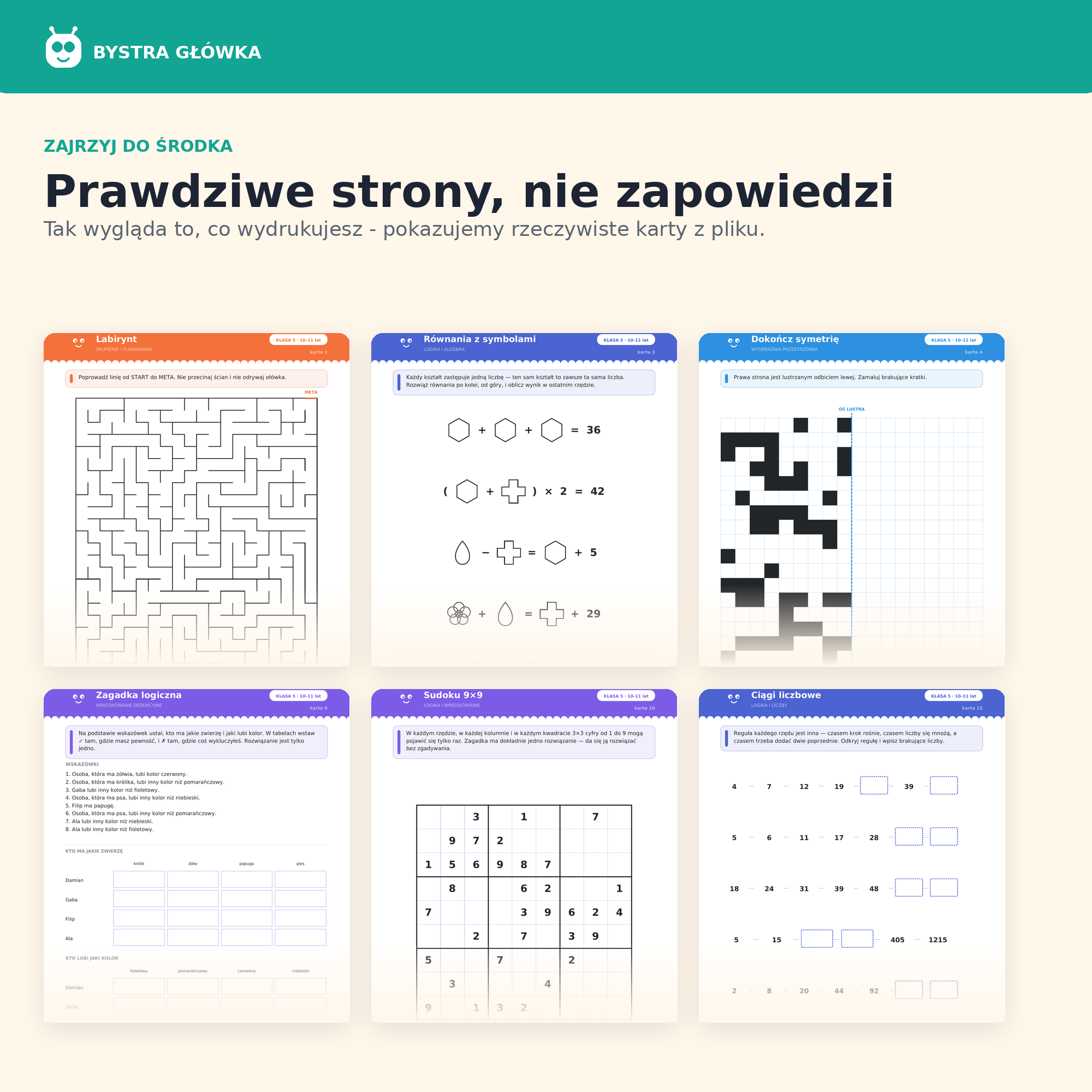 Karty pracy — Klasa 5 — Bystra Główka