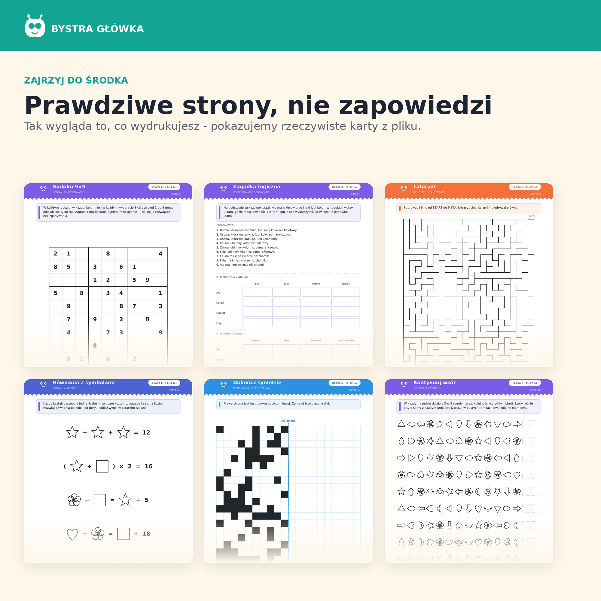 Karty pracy — Klasa 6 — Bystra Główka