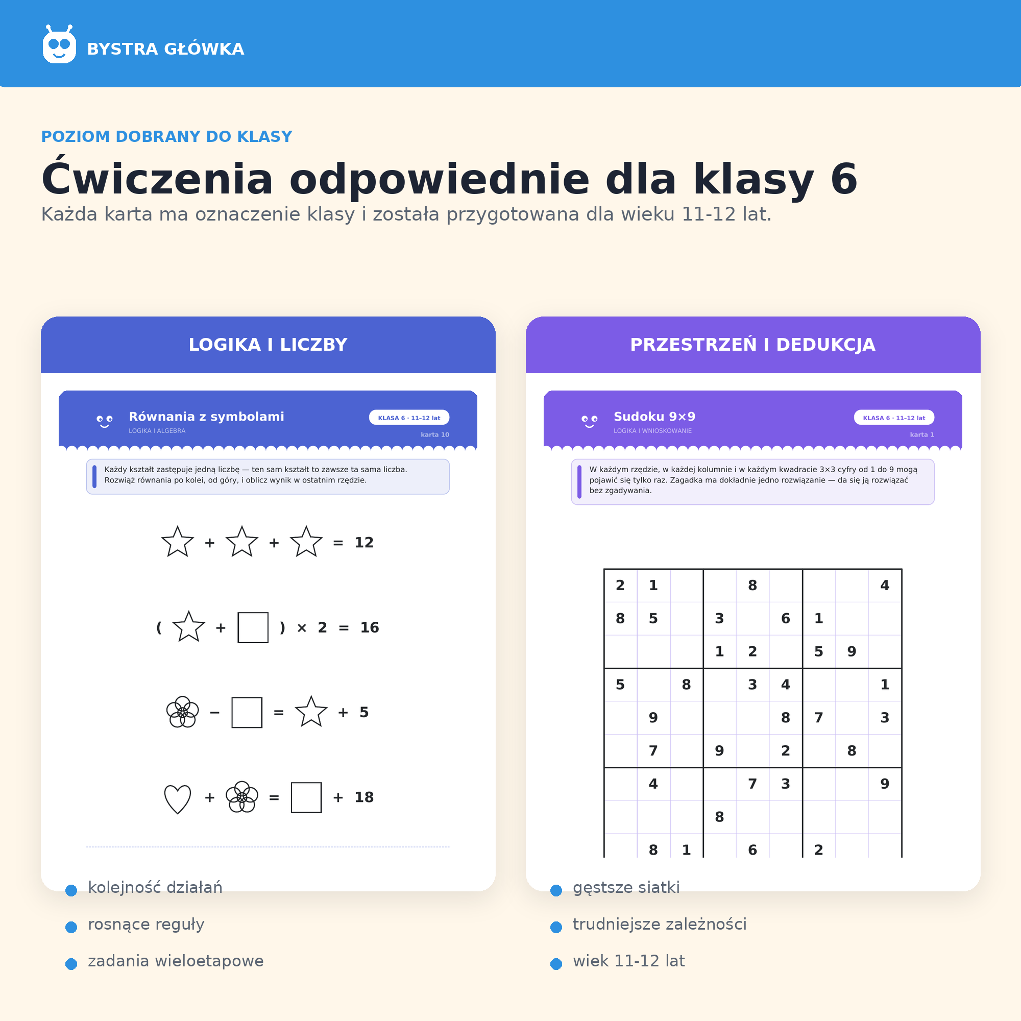 Karty pracy — Klasa 6 — Bystra Główka
