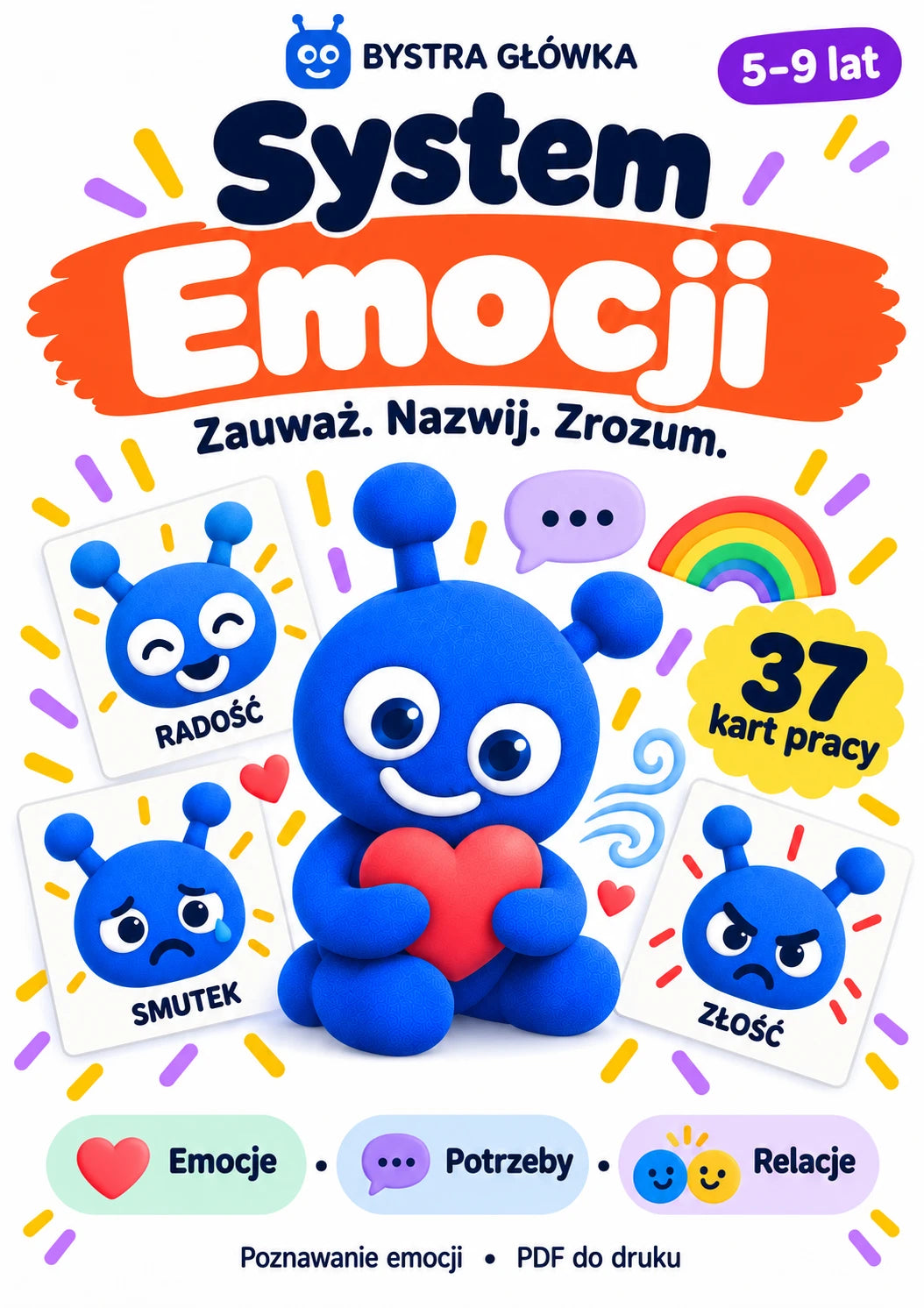 System Emocji — okładka, karty pracy PDF dla dzieci 5–9 lat