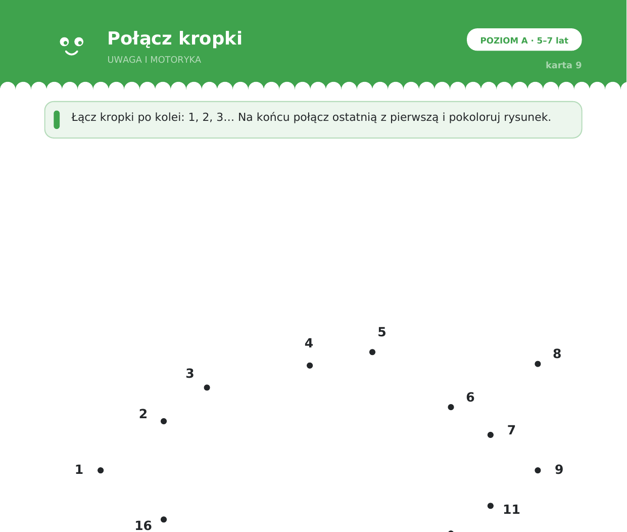 Połącz kropki — przykładowa karta