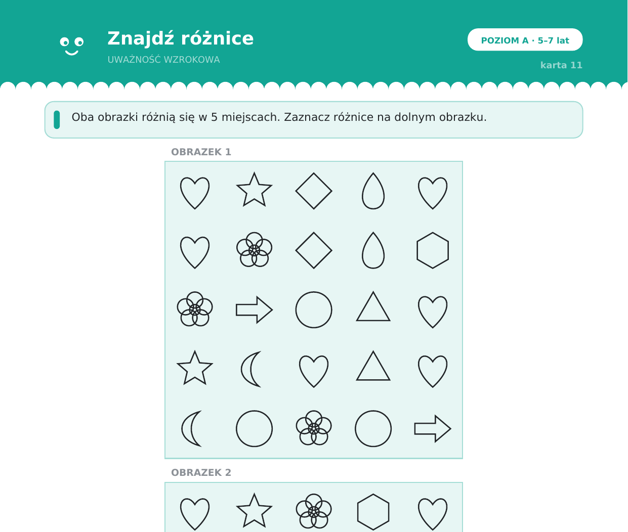 Znajdź różnice — przykładowa karta